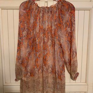 Sheer paisley pattern Orange Lucky Brand Top.Womens Sze 3x